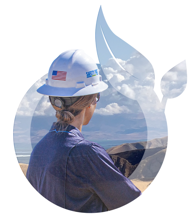 Employee looking at mountains