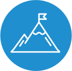 Outline of a mountain with a flag at the top